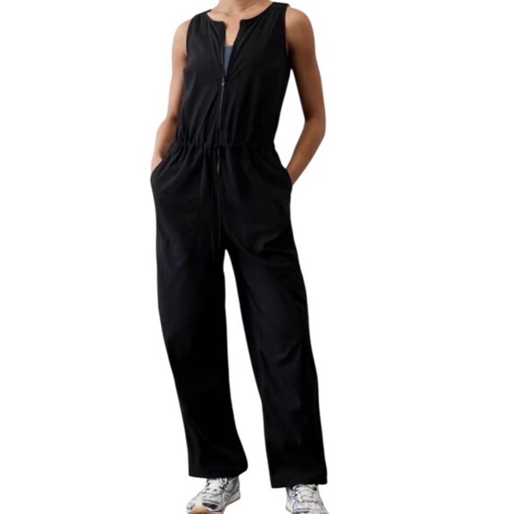 Athleta Womens S Black Flex Sleeveless Drawcord Jumpsuit‎ NWT